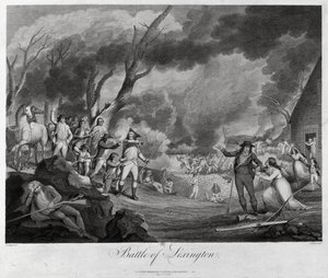 De Slag bij Lexington, 19 april 1775 door Elkanah Tisdale