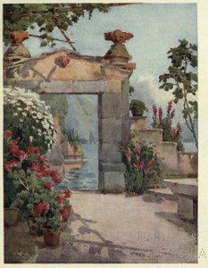 Een deuropening in Varenna, Lago di Como, Illustratie uit 