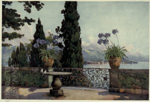 Pallanza vanaf Isola Bella, Lago Maggiore, Illustratie uit 