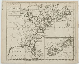 Kaart van de Britse regeringen in Noord-Amerika, gegraveerd door J. Gibson door Emanuel Bowen