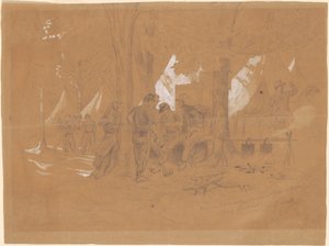 Kamp Ellsworth, Bij Alexandria—Vijf Zouaven door Emanuel Gottlieb Leutze