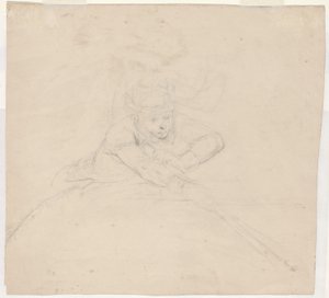 Studie van Halflang Figuur met Paal