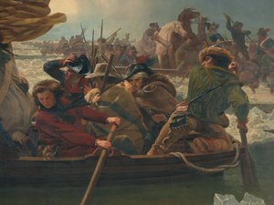 Washington steekt de Delaware over, 25 december 1776 door Emanuel Gottlieb Leutze