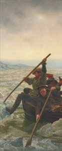 Washington steekt de Delaware-rivier over, 25 december 1776 door Emanuel Gottlieb Leutze