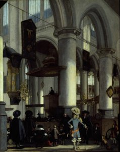 Interieur van de Oude Kerk, Delft door Emanuel de Witte