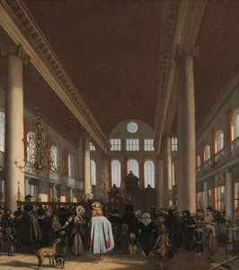 Interieur van de Portugese Synagoge in Amsterdam, 1680