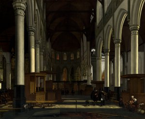 Het interieur van de Oude Kerk, Amsterdam, ca. 1660 door Emanuel de Witte