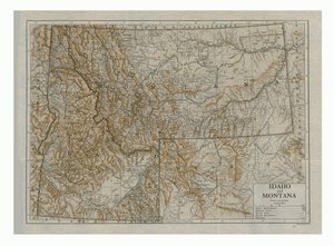 Kaart van Idaho en Montana, VS, c1910s door Emery Walker