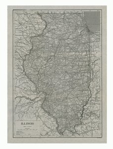 Kaart van Illinois, VS, ca. 1910s