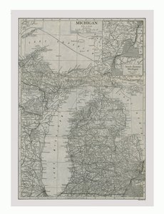 Kaart van Michigan, VS, c1900 door Emery Walker