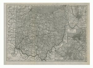 Kaart van Ohio, VS, ca. 1910s door Emery Walker