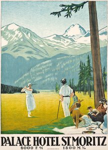 Poster die het Palace Hotel in St. Moritz adverteert door Emil Cardinaux