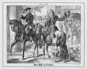 Koning Karel XII van Zweden in Dresden door Emil Eugen Sachsse