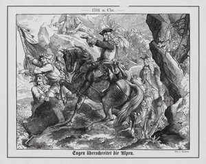 Prins Eugene van Savoye en het Oostenrijkse leger steken de Alpen over door Emil Eugen Sachsse