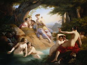 Diana en Nimfen die Baden door Emil Jacobs