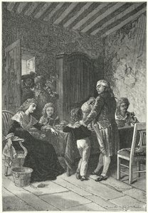 Lodewijk XVI en zijn familie gevangen in de Tempel