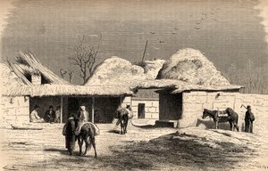 Een karavanserai in Tasjkent, Oezbekistan, illustratie uit 