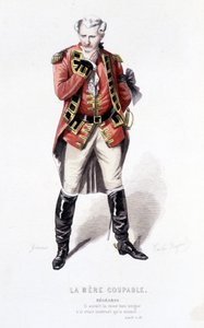 Volledig werk van Beaumarchais (1732-1799) door Edouard Fournier. Tekening door Emile Bayard. Ed. Laplace, Sanchez et Cie, Parijs 1876. Dit is Begearss in "De schuldige moeder"