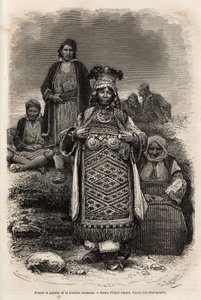 Verloofden en boeren van de Roemeense grenzen, gravure naar de tekening van Emile Bayard, illustratie van de reis naar Bulgarije, door Guillaume Lejean, in 1867, gepubliceerd in 