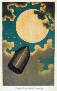 Illustratie voor het boek Van de aarde naar de maan van Jules Verne. 1877 door Emile Antoine Bayard
