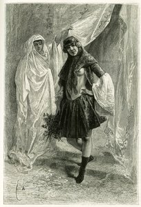Portret van Ziba Khanoum, Perzische prinses. Gravure door E.Bayard, naar een foto, ter illustratie van het verhaal "Perzië, Chaldee en Susiane" in 1881-1882, door Jane Dieulafoy (geboren Magre) door Emile Antoine Bayard