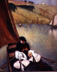 Bretonse vrouwen in een veerboot, ca. 1900 door Emile Bernard
