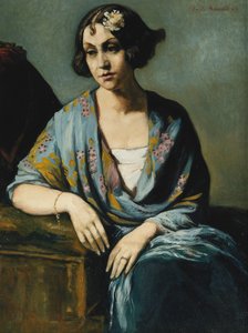 Portret van een Jong Vrouw Leunend op Haar Elleboog, 1928