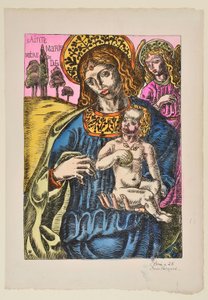 Sainte Marie Mutter Gottes: Die Jungfrau und der Engel mit Nimbus door Emile Bernard