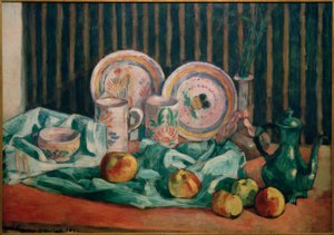 Stilleven met appels en Bretonse keramiek