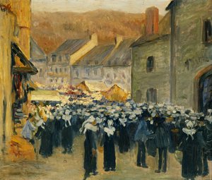 De markt in Pont-Aven, 1886 door Emile Bernard
