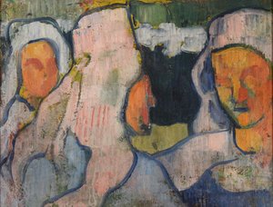 Drie Bretonnes in rouwkap, 1888 door Emile Bernard