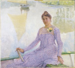 Portret van de kunstenaar, Anne de Weert door Emile Claus