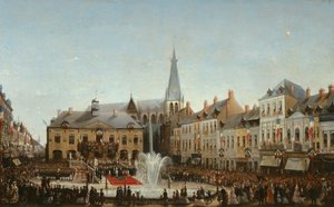 Ceremonie van de inauguratie van het water van de Lys in Tourcoing in 1863, 1864