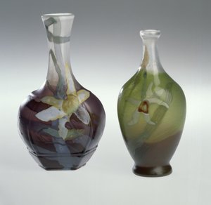 Marqueterie sur verre en gegraveerde vaas c.1900
