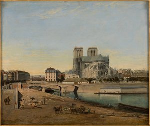 Frans: Le chevet de Notre-Dame, vue du quai de la Tournelle door Emile Harrouart