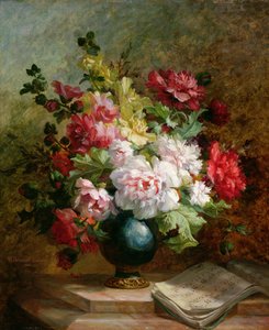 Stilleven met bloemen en bladmuziek