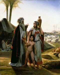 Abraham Wijst Hagar Weg, 1837 door Emile Jean Horace Vernet