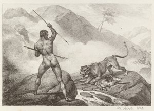 Afrikaanse jager door Emile Jean Horace Vernet