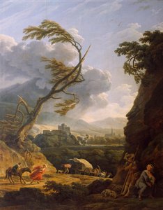 Middag op aarde, windvlaag door Emile Jean Horace Vernet