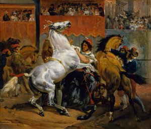 De start van de race van de ruiterloze paarden