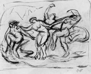Figurencompositie met badende en dansende vrouwen door Emile Othon Friesz
