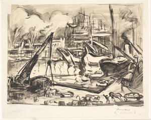 Het havenbassin Kattendijk in Antwerpen door Emile Othon Friesz