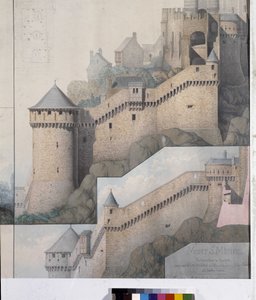 Uitzicht op de machicoulis tussen de Noordtoren en de Claudinetoren van Mont Saint Michel