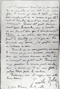 Brief van Zola aan Edouard Manet (1832-83) 1868 door Emile Zola