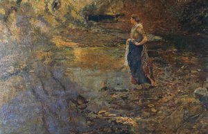 Wasvrouw, door Emilio Gola (1851-1923)
