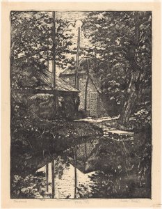 Boerderij en hooischuur aan het water