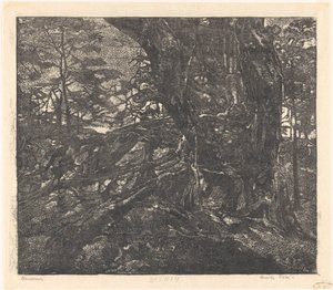Bomen aan een duinrand tussen Egmond en Bergen door Emilius Wilhelmus Dehé (signed by artist)