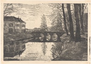 Oude Hof in Bergen door Emilius Wilhelmus Dehé (signed by artist)