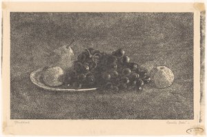 Schaal met druiven en ander fruit door Emilius Wilhelmus Dehé (signed by artist)