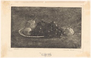 Schaal met druiven en ander fruit door Emilius Wilhelmus Dehé (signed by artist)
